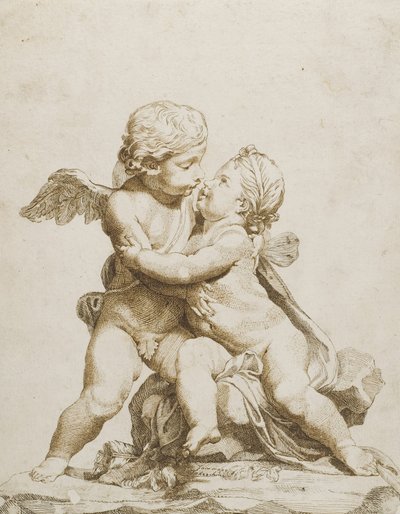 Two Cupids Kissing by Tommaso Todeschini